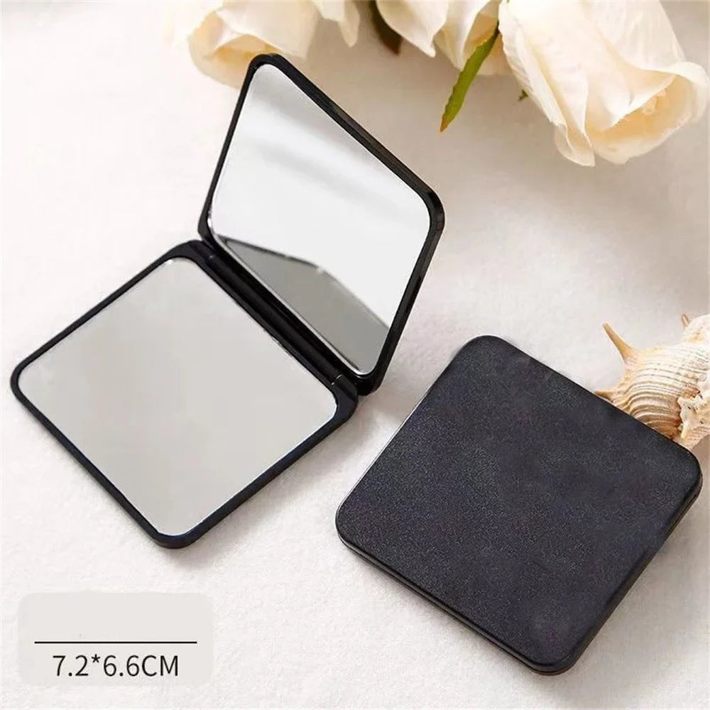 2-Face Makeup Mirror Square Portable Cute Girl's Hand Mini Pocket