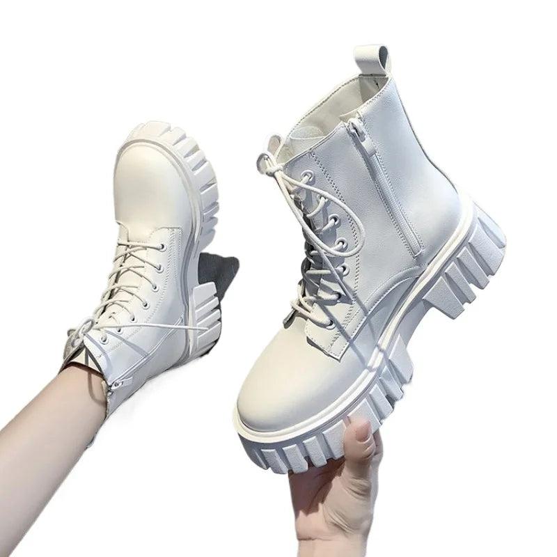 Women's Lace-Up Wedge Ankle Boots – Non-Slip Casual Boots