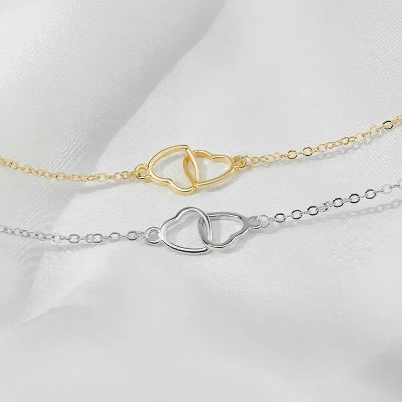 Huitan Double Heart Pendant Necklace – Women's Fashion Jewelry