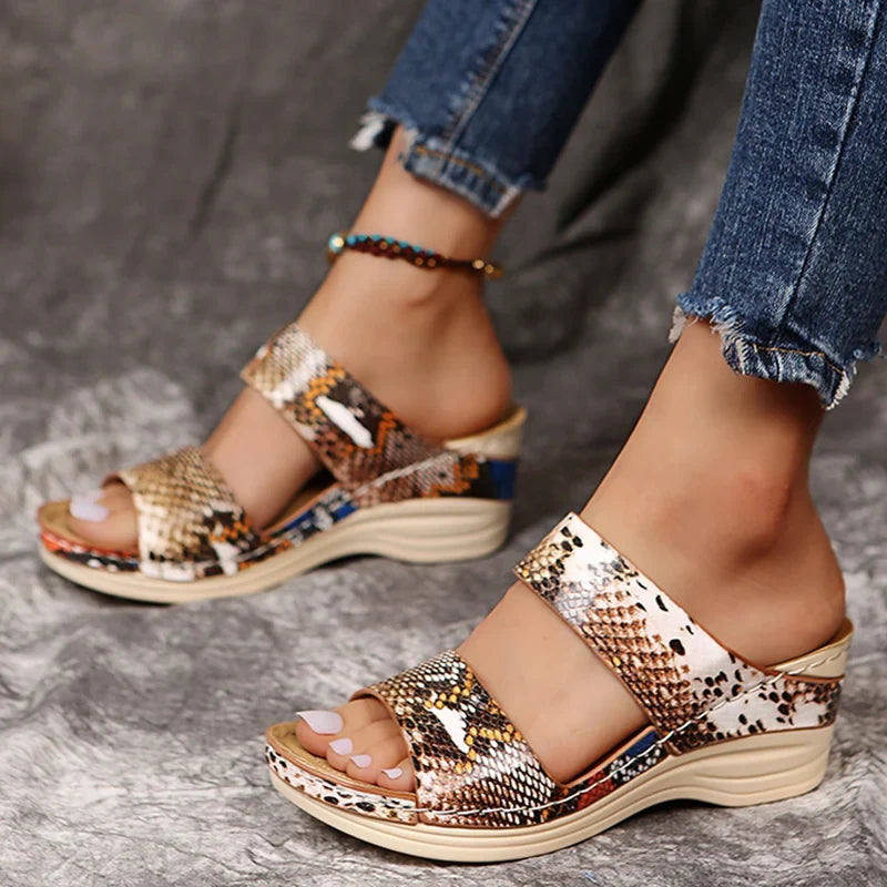 Leopard Print Wedge Platform Sandals – Women's Summer Shoes