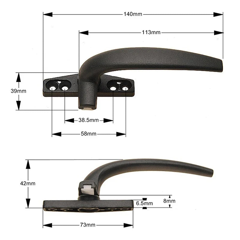 Thickenin Aluminum Alloy Window Handle Push Out Swing Door Single