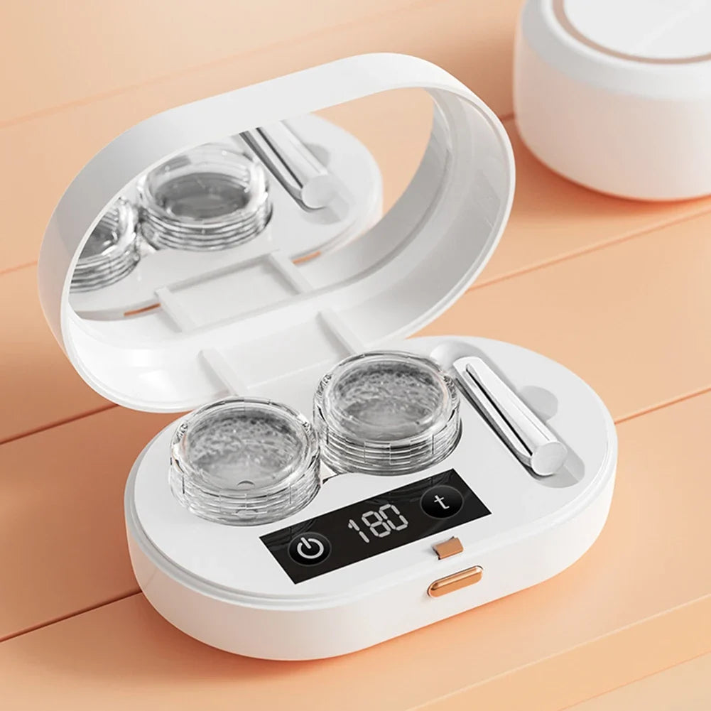 Ultrasonic Contact Lens Cleaner – 360° Vibration, 3 Modes