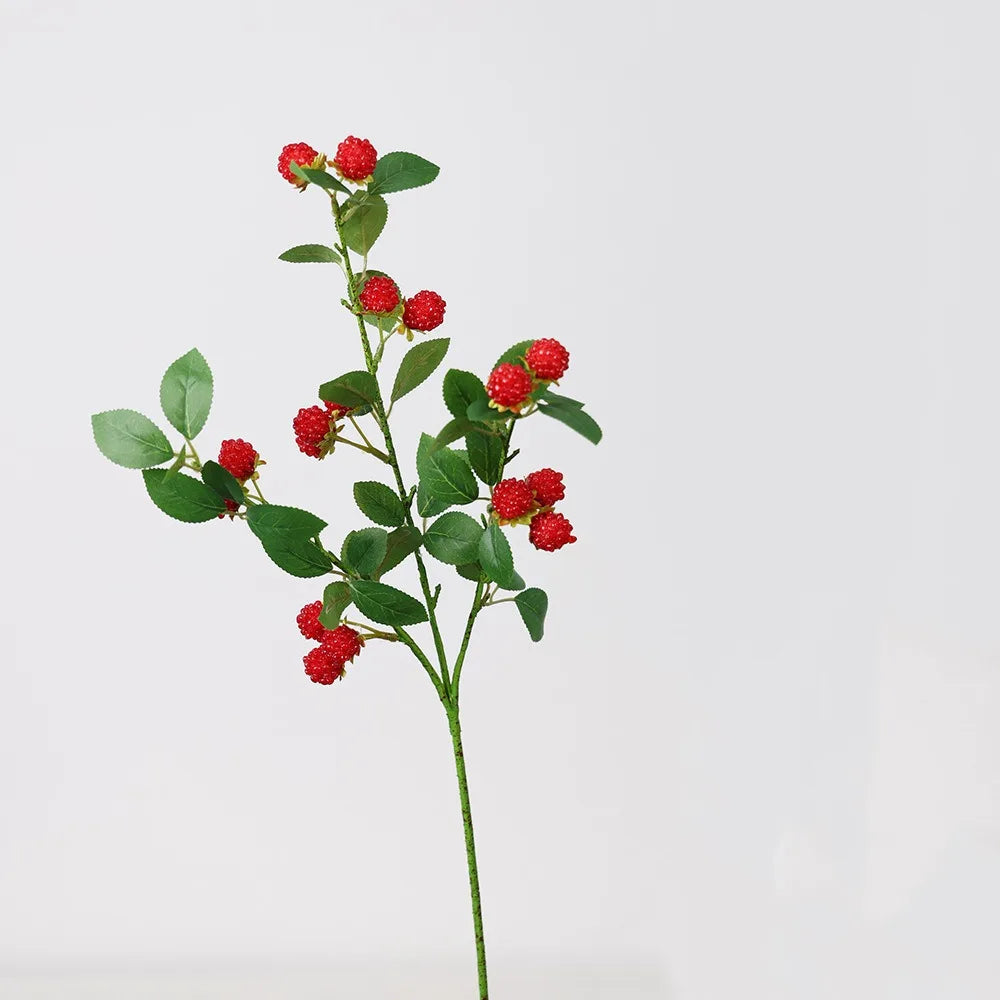 Realistic Artificial Raspberry Branch | Faux Fruit Décor 65cm