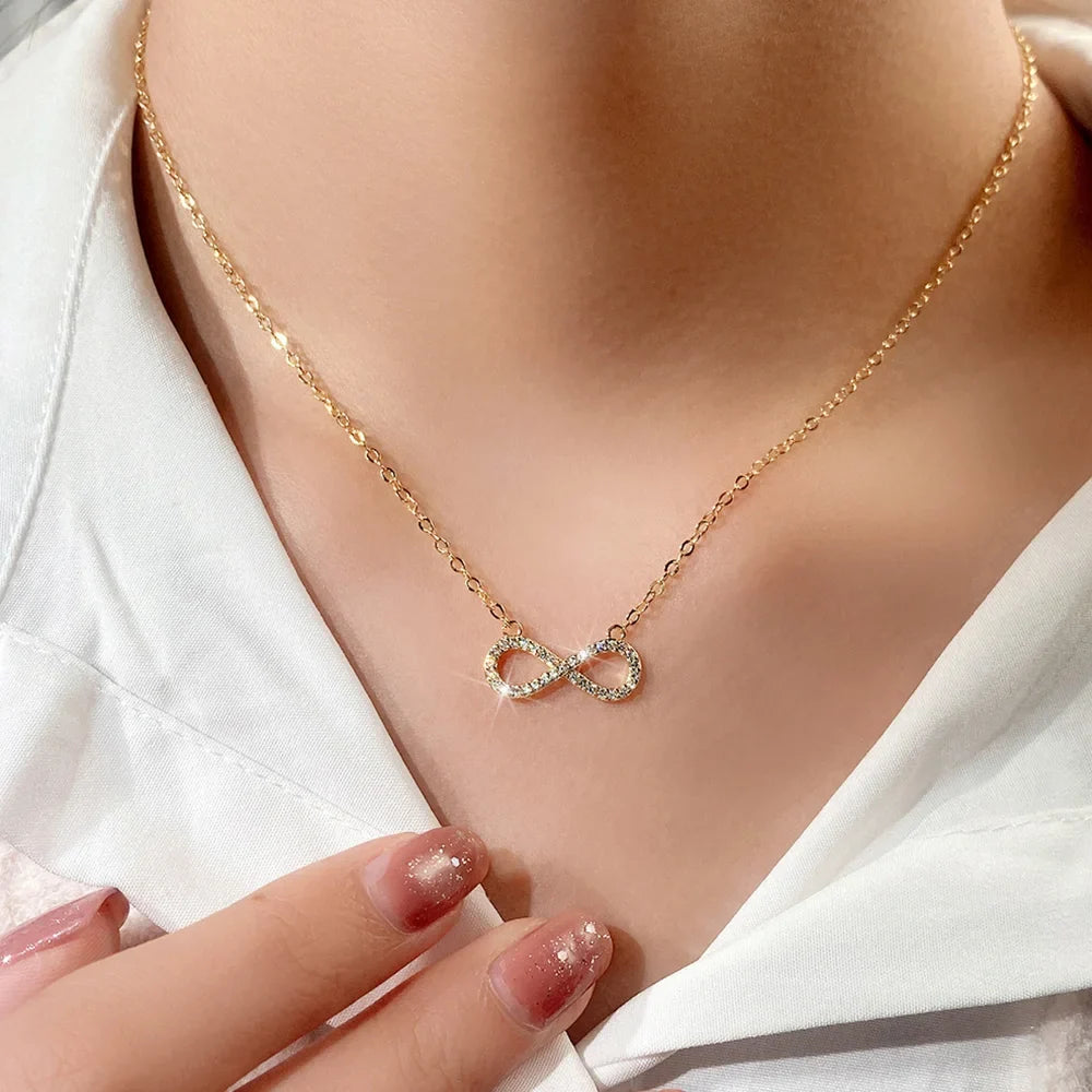 Huitan Infinity Figure 8 CZ Pendant Necklace | Wedding Jewelry