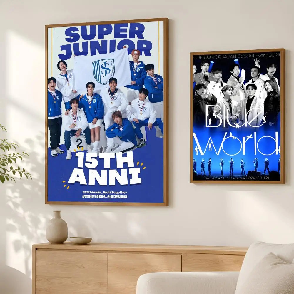 Super Junior HD Self-Stick Wall Poster – Waterproof K-Pop Decor
