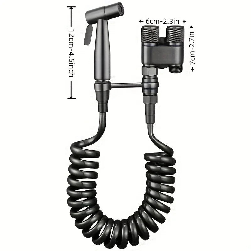 Wall-Mounted Dual Outlet Bidet Faucet | Brushed Stainless Steel