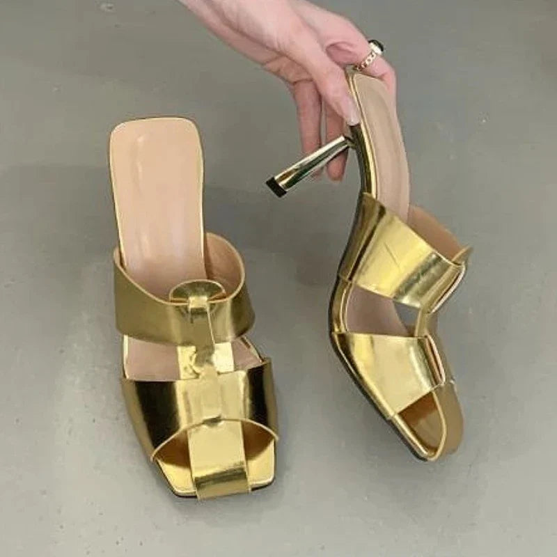 Women's Thin Heel Slide Sandals – Elegant High Heel Summer Shoes