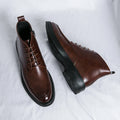 Men's British High-Top Pointed Toe Patent Leather Ankle Boots