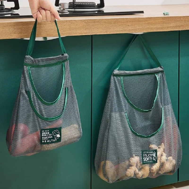 Reusable Storage Bags Kitchen Hanging Mesh Bag Home Fruit Vegetable