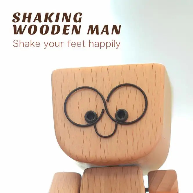 Shaking Wooden Man Figurine – Funny Car Dashboard Ornament