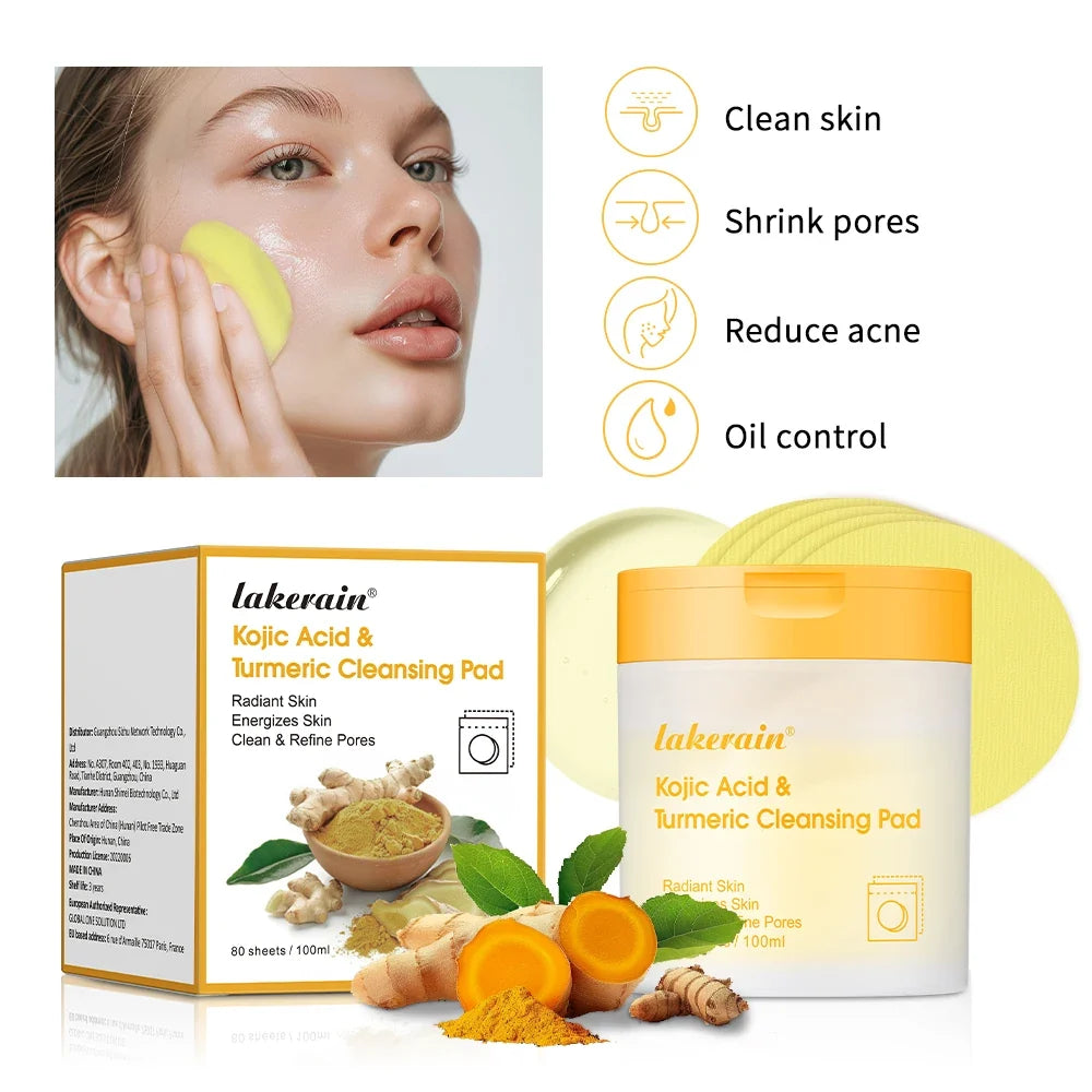 Turmeric & Kojic Acid Exfoliating Cleansing Pads – 80 Pack