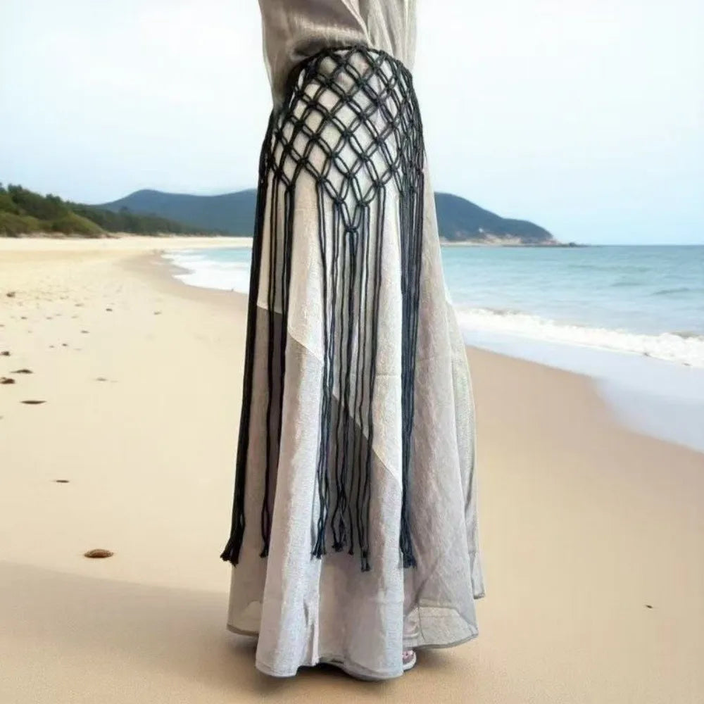 Handwoven Tassel Waist Belt – Boho Ethnic Cotton Women's Belt