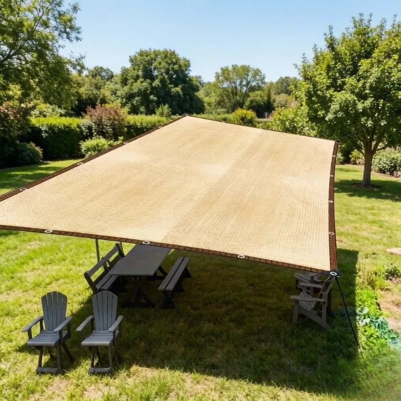 Heavy-Duty PE Sun Shade Sail – Beige UV Block Net for Patio