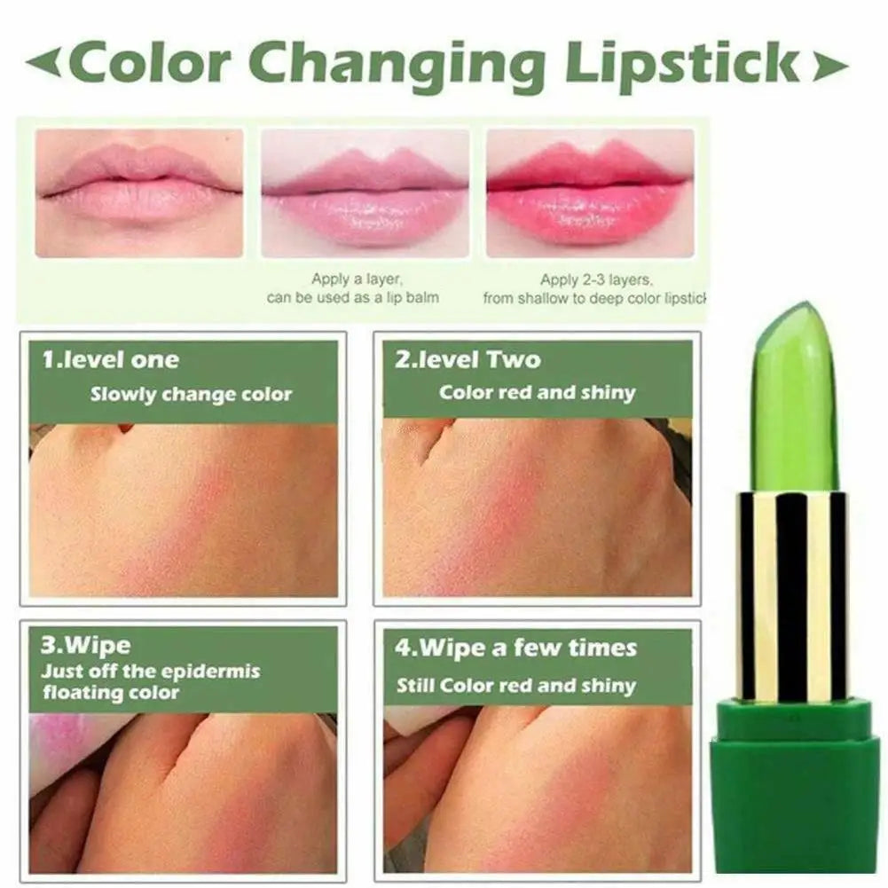 Color Changing Lipstick with Aloe Vera | Green to Pink, 3.5g