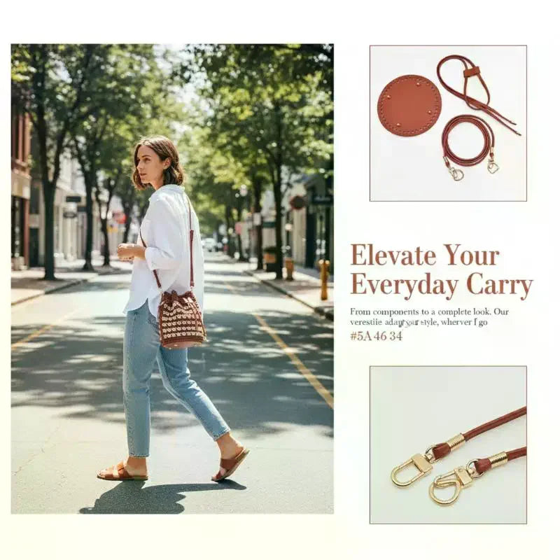 PU Leather Bucket Bag Base DIY Kit – Strap & Drawstring Set