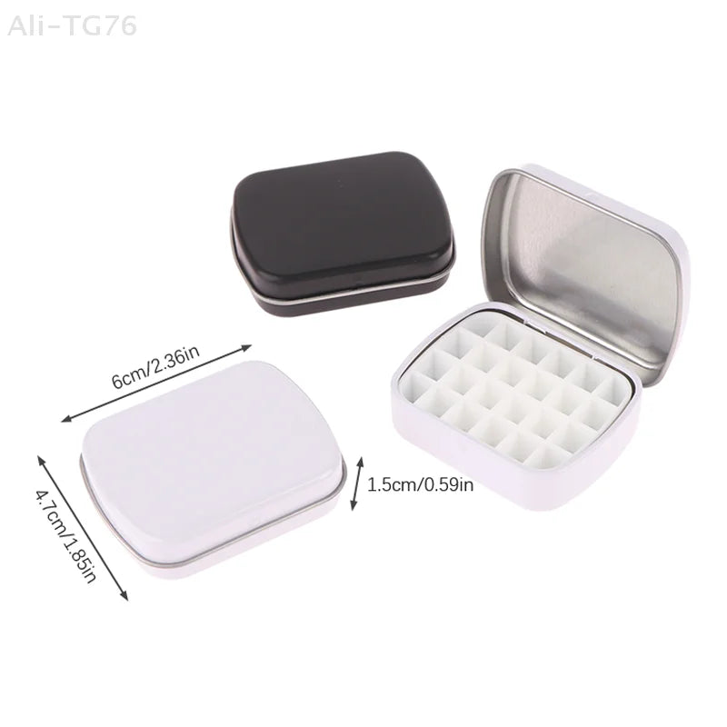 Portable Watercolor Tin Box Palette 12/24 Grid Travel Paint Tray