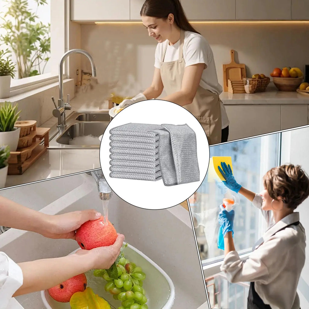 10-Pack Non-Scratch Wire Dishcloths | Reusable Kitchen Cloths