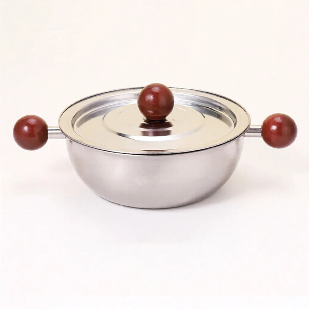 Stainless Steel Wooden Handle Frying Pan Used Melting Butter Salad