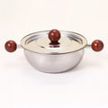 Stainless Steel Wooden Handle Frying Pan Used Melting Butter Salad