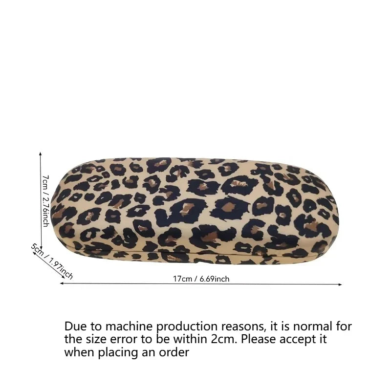 Luxury Leopard Print Metal Glasses Case Durable Stainless Steel