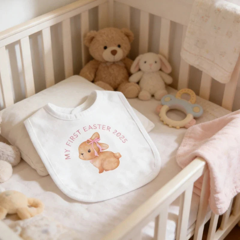 My First Easter 2026 Baby Bib – Bunny Rabbit Keepsake Gift