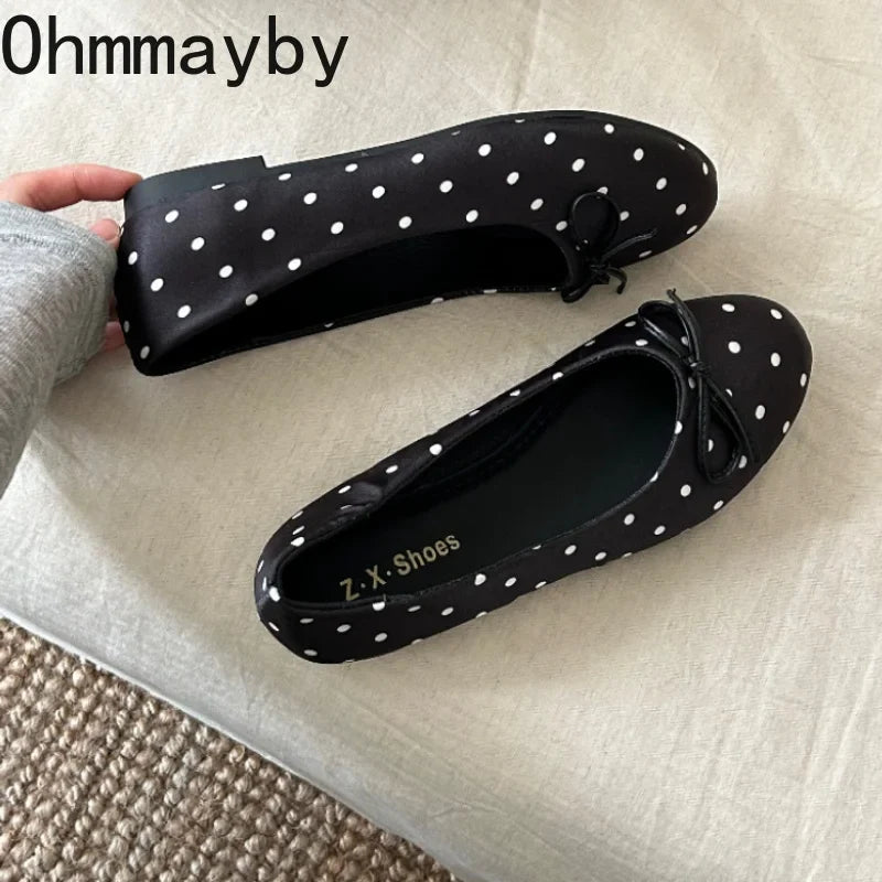 Polka Dot Women's Ballet Flats – Soft Sole Slip-On Dress Shoes