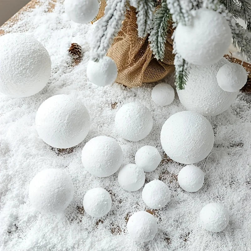 White Foam Christmas Ornaments Elegant Hanging Snowball Decorations