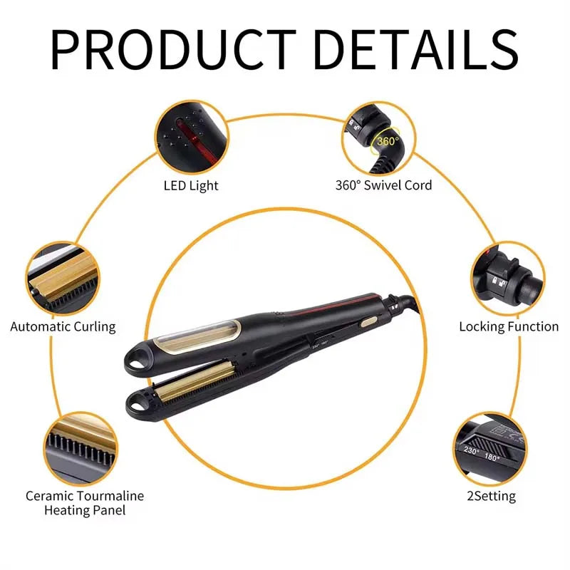 Automatic Ceramic Curling Iron | LCD 5-Temp Wand for Fluffy Curls