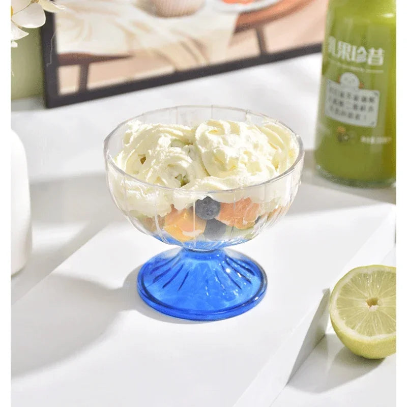 Transparent Salad Plates Clear Plastic Bowl Dessert Shake Goblet