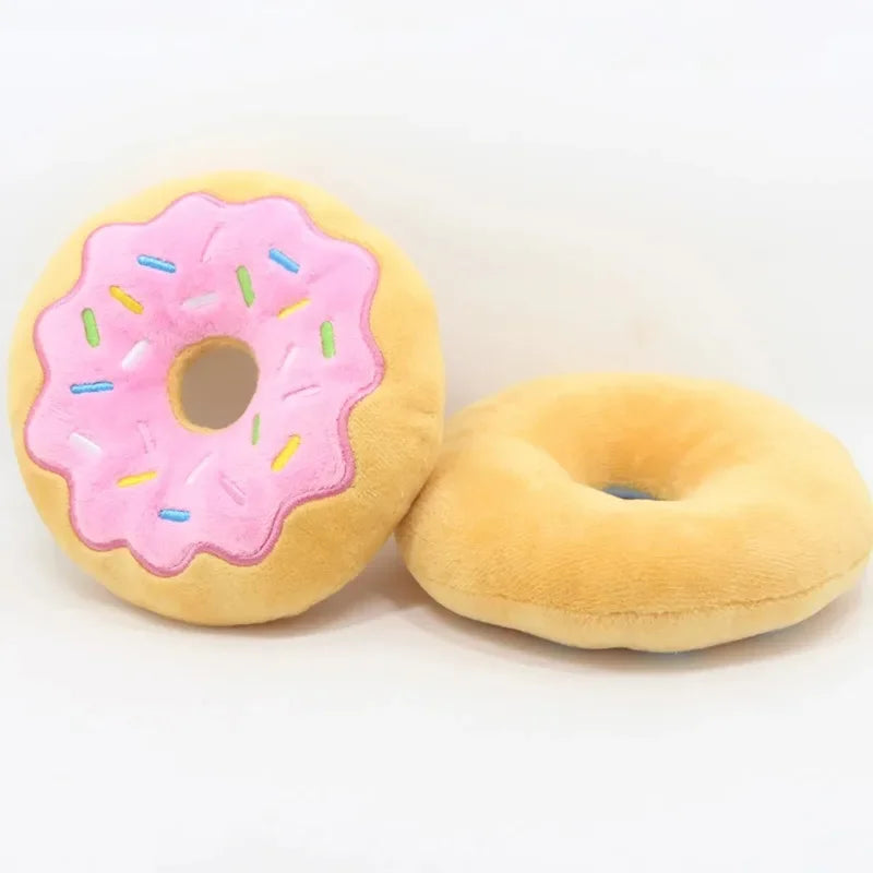 Donut Plush Squeaky Dog Toy – Interactive Chew & Bite Toy