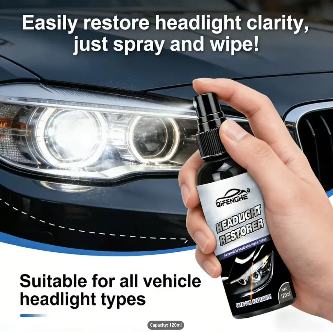 Headlight Restorer & Protectant – Clears Faded Yellow Lenses
