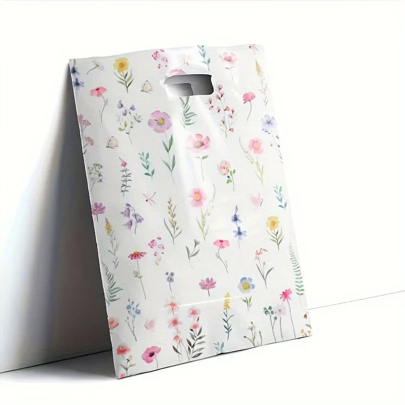 Summer Wildflower Plastic Gift Bags – Floral Butterfly Design 30/50pc