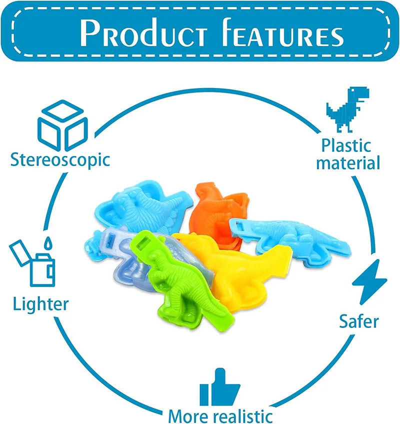 Cartoon Dinosaur World Dough Mold Kids Play Tools Plastic Molds Kits