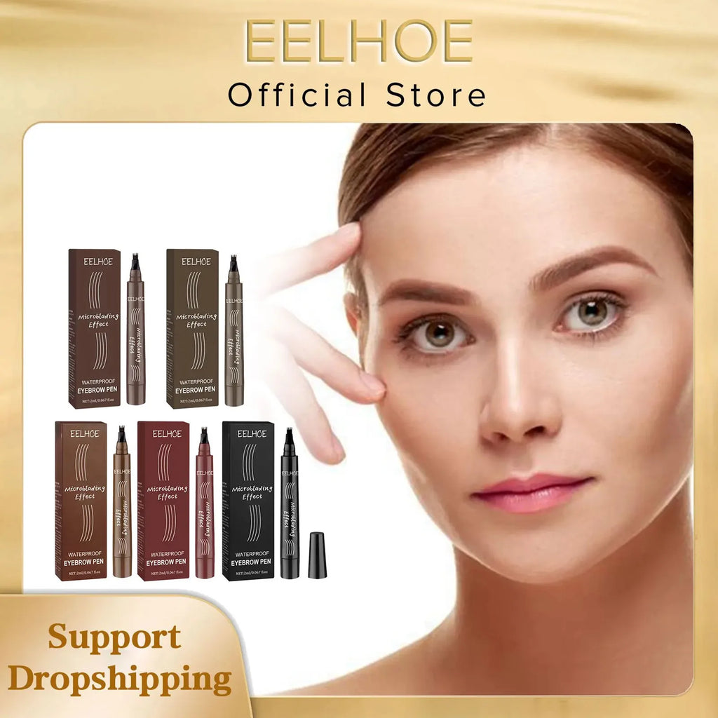 EELHOE 4-Point Microblading Eyebrow Pen | Waterproof, 5 Colors