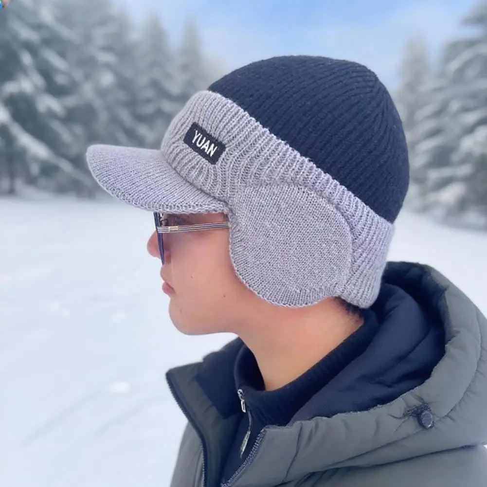 Winter Thermal Knit Baseball Cap with Ear Flaps | Windproof