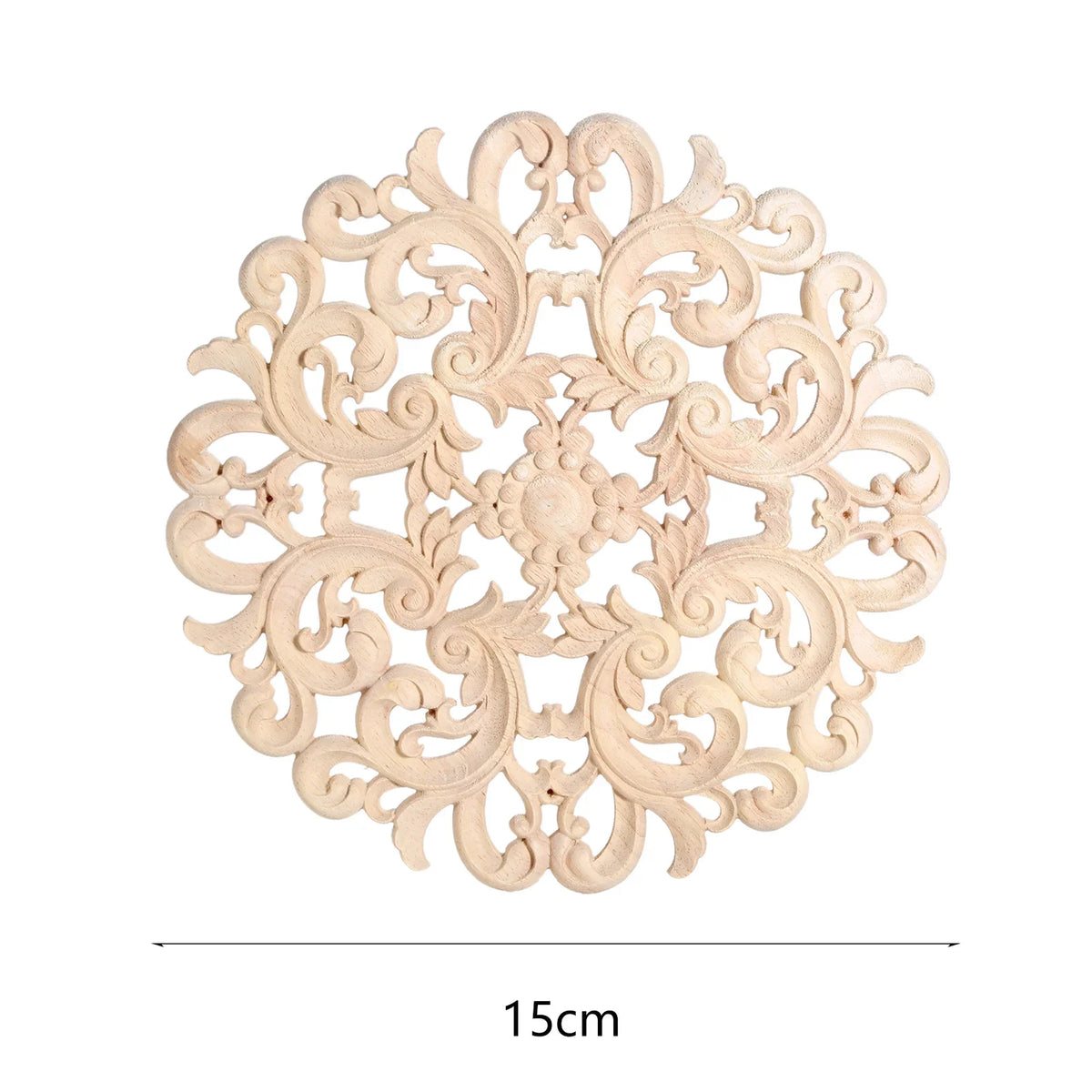 Round Flower Carved Wood Decal | Furniture & Cabinet Applique