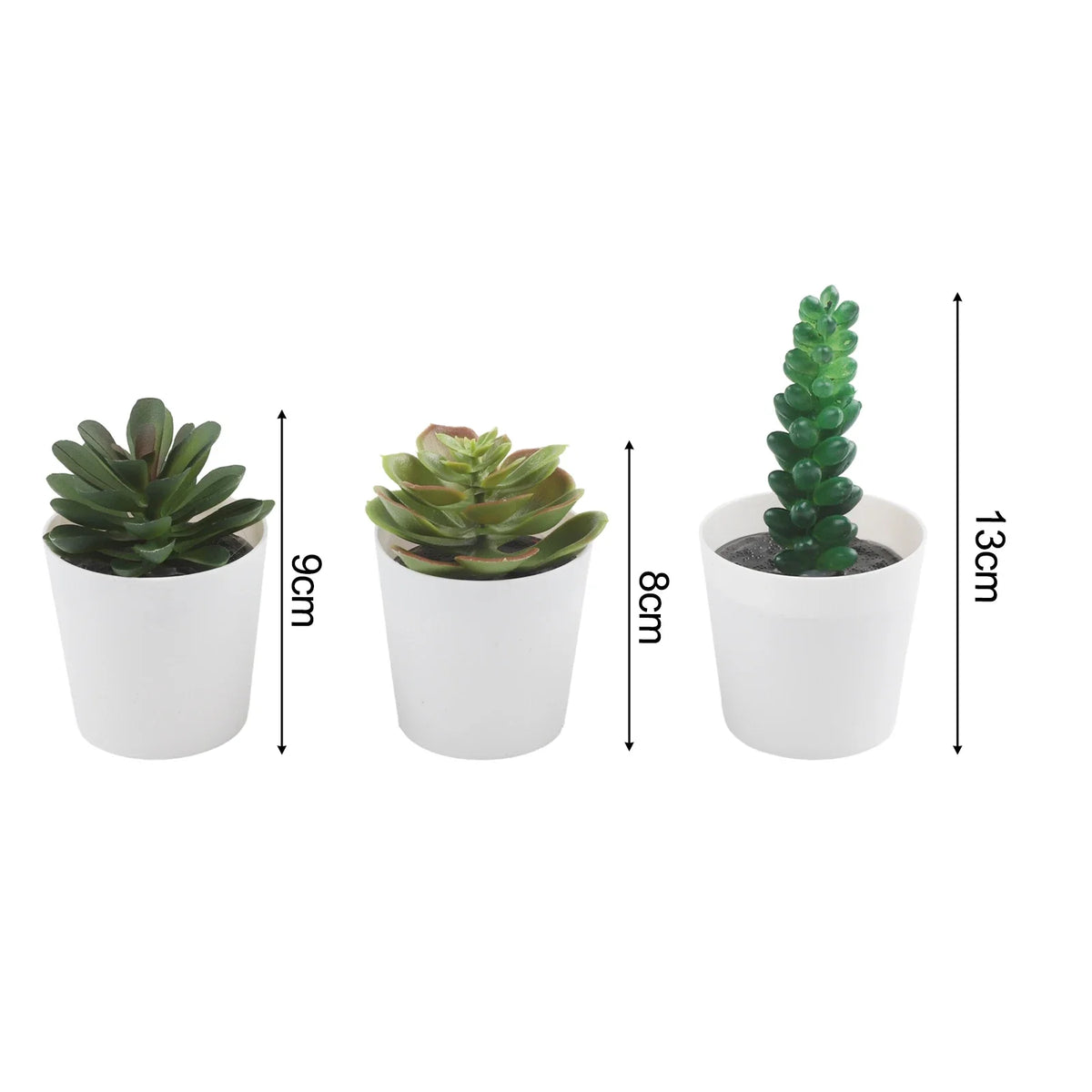 Artificial Succulent Bonsai Set of 3 – Faux Desktop Decor