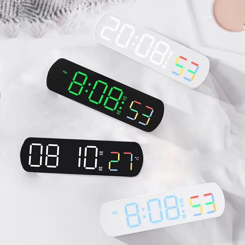 Modern LED Digital Alarm Clock – Voice Control, Jump Seconds
