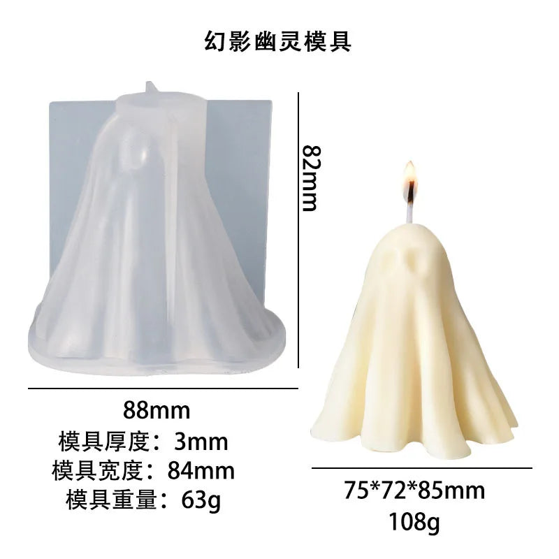 Halloween Ghost Silicone Candle Mold – DIY Cloak Ghost Mould