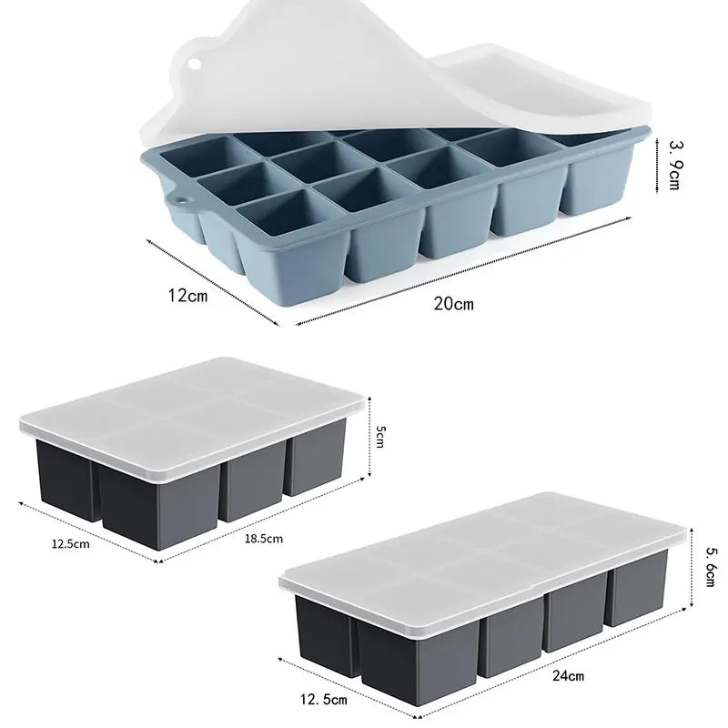 2-Pack Large Silicone Ice Cube Tray with Lid | Whiskey & Cocktails