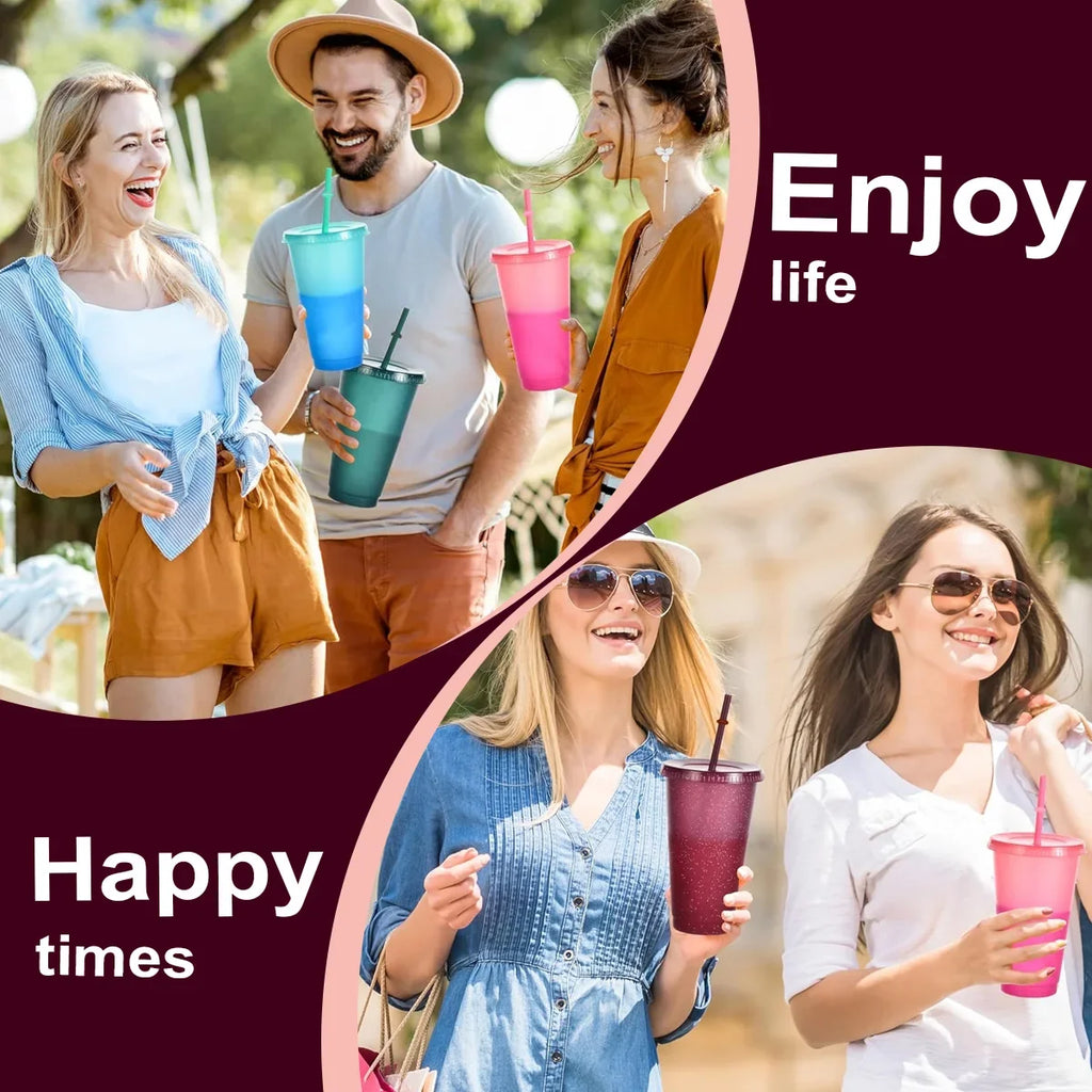 Reusable Acrylic Tumblers with Lids & Straws – 710ml 2/4 Pack