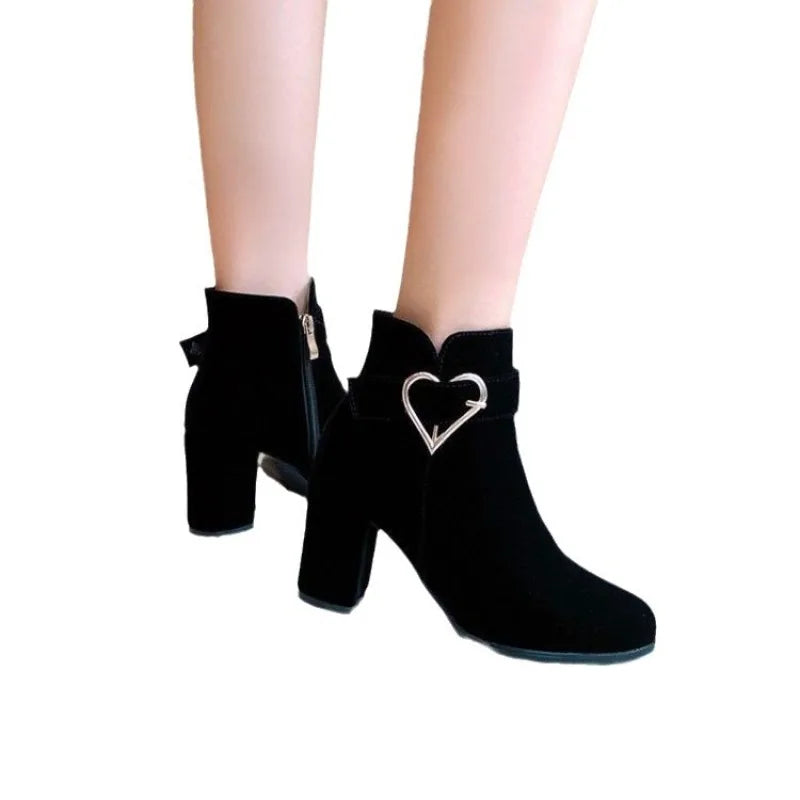 Women's Elegant Ankle Boots – Block Heel Side Zip