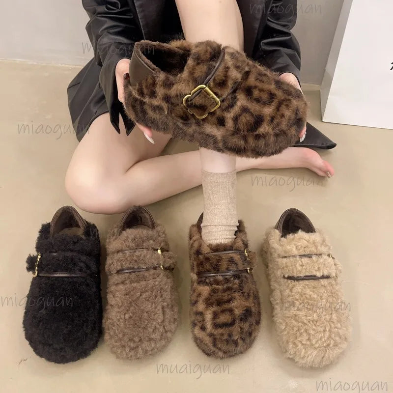 Women's Furry Slip-On Loafers | Plush Lined Warm Flat Shoes