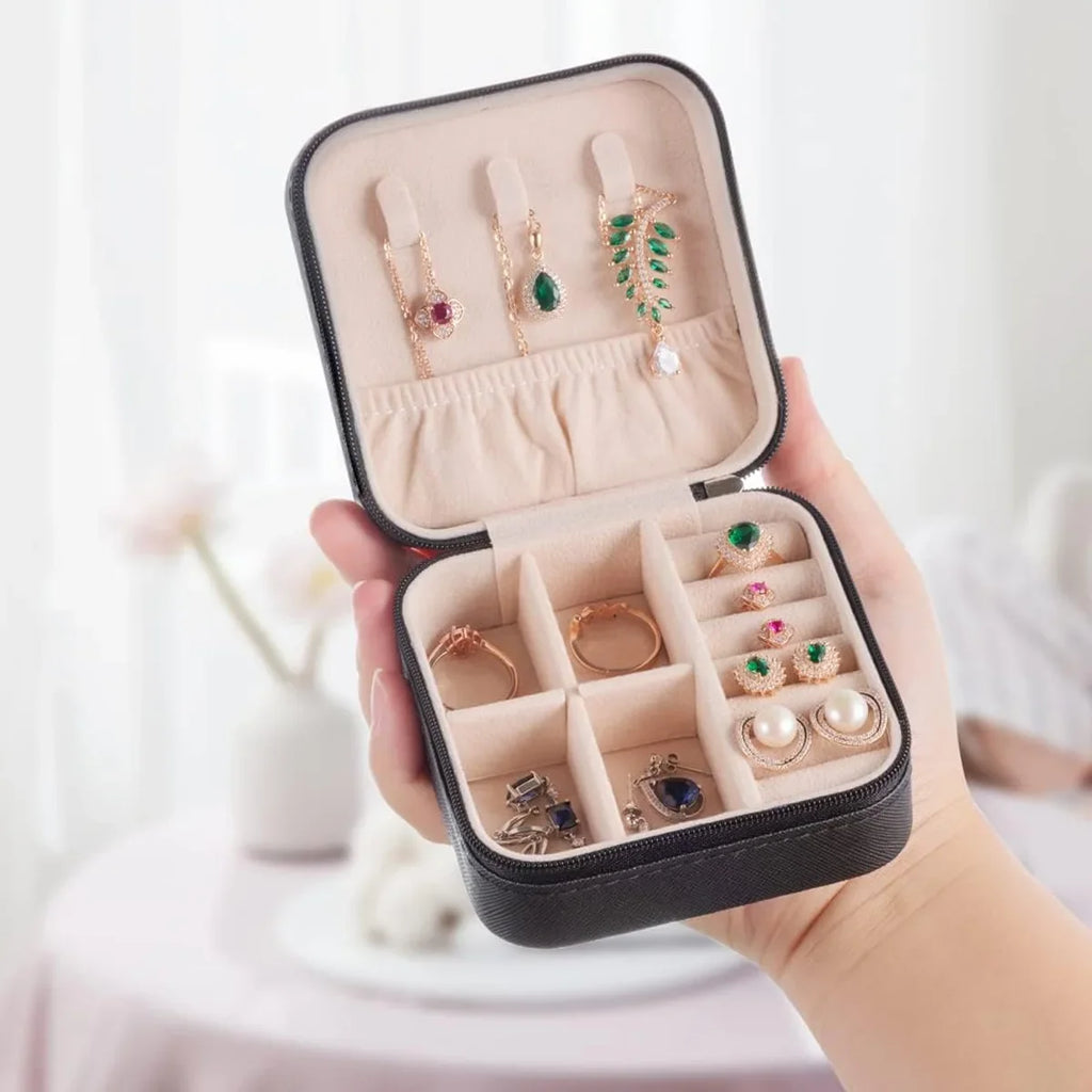 Portable Jewelry Storage Box Home Travel Mini Ring Earring Necklace