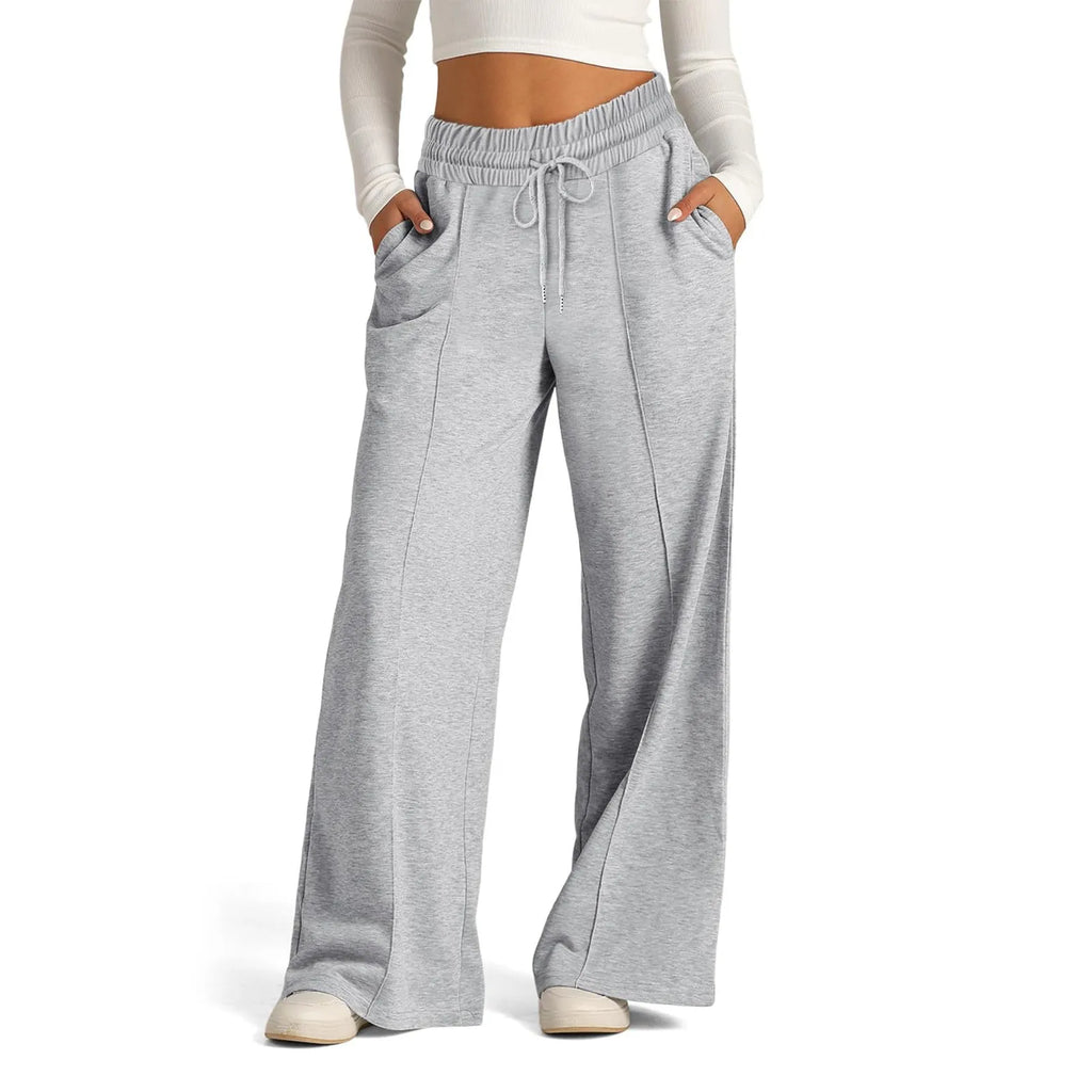 Women's Fleece Lined Wide Leg Sweatpants – High Waist Joggers