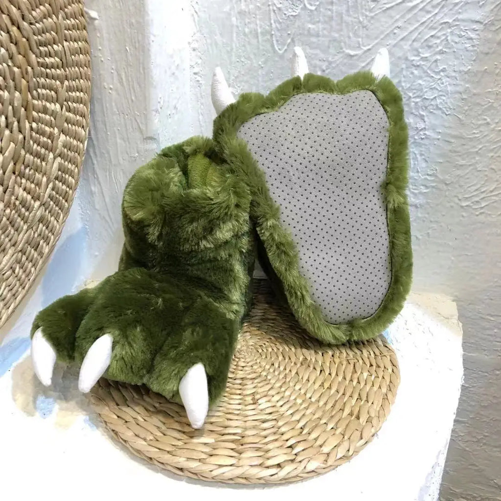 Bear Paw Faux Fur Slippers Women – Fluffy Novelty Indoor Slides