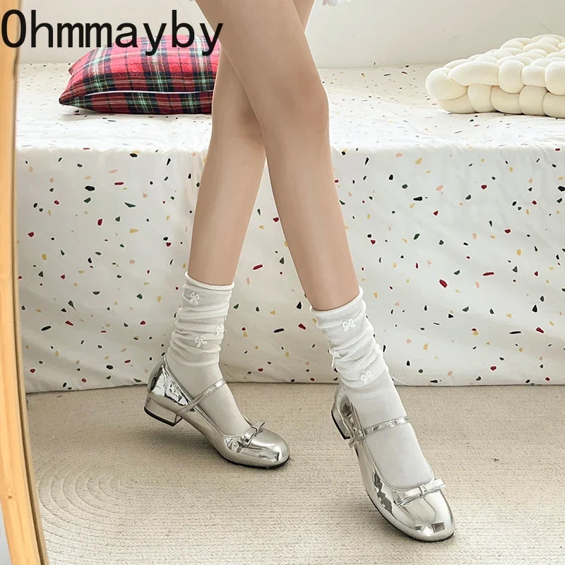Women's Mary Jane Pumps – Butterfly-Knot Square Heel Dress Shoe