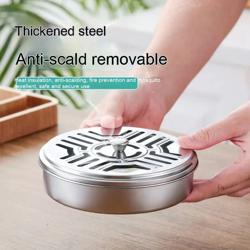 Stainless Steel Mosquito Coil Holder with Fireproof Cover