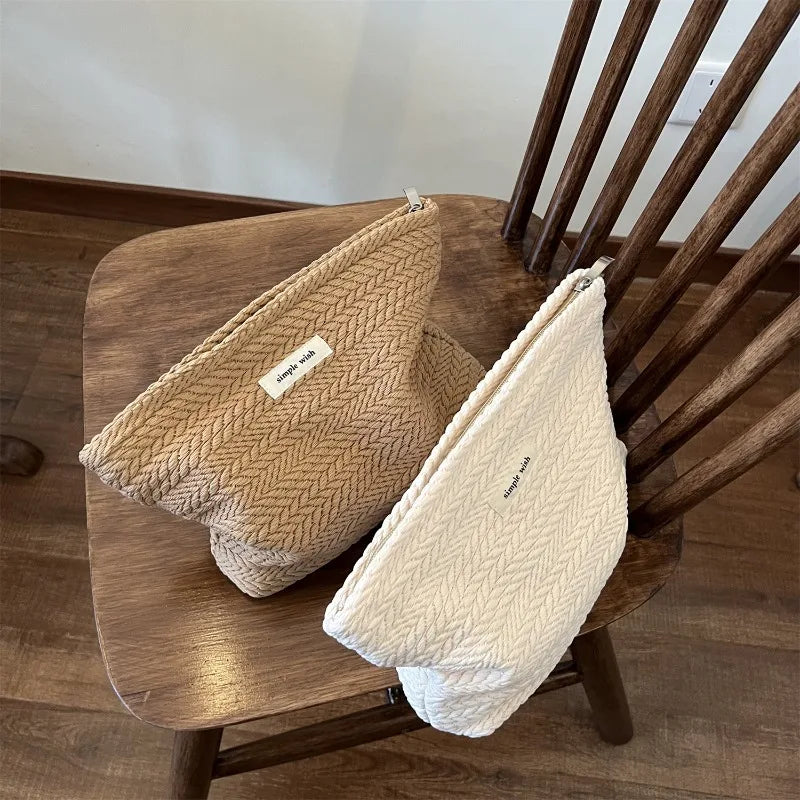 Portable Handwoven Cotton Makeup Bag Artistic Crochet Cosmetic Pouch