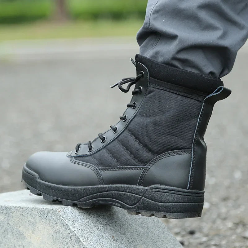 Men's Tactical Combat Boots – Waterproof Lace-Up Hiking Boots